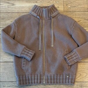 Woman’s Herno Zip-Front Knit Sweater Jacket in Taupe